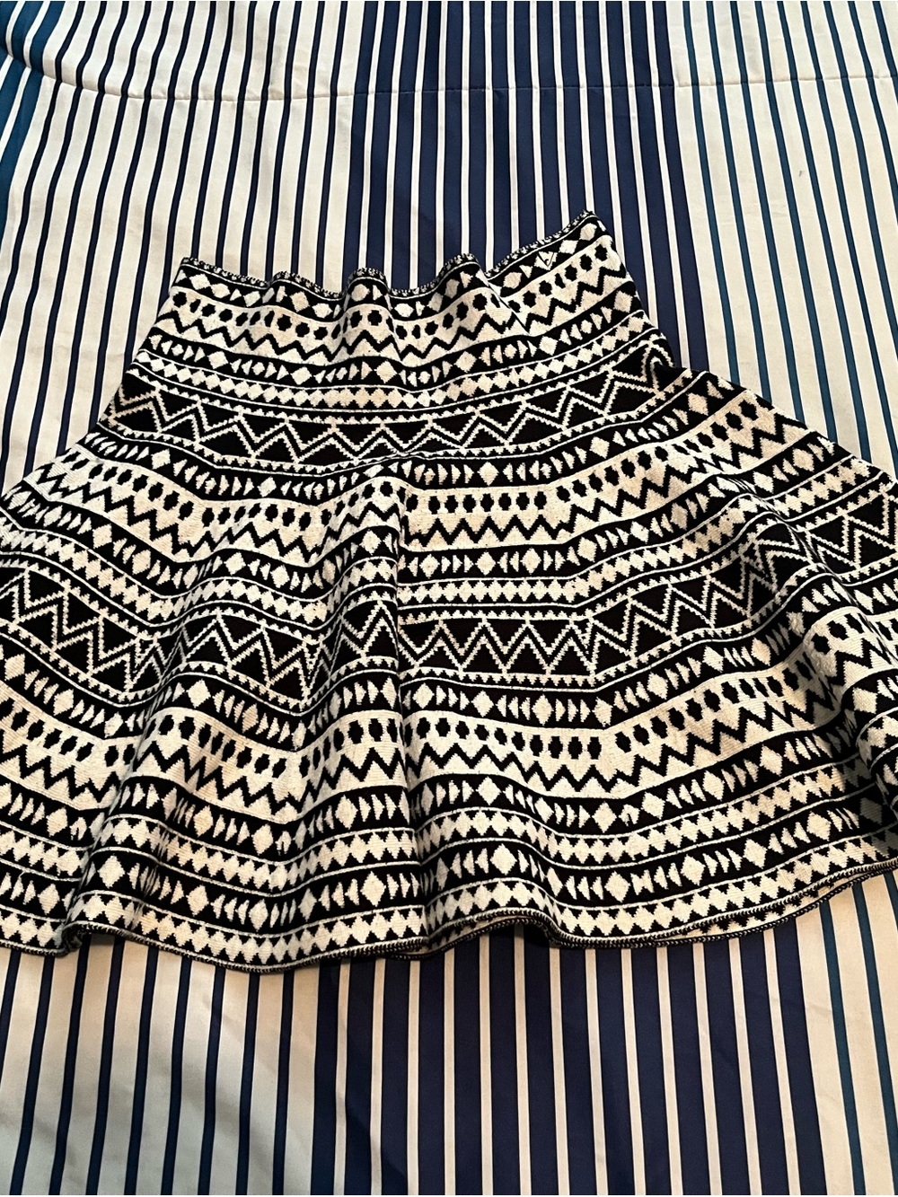 Finesse Black & White Tribal Print Skater Skirt